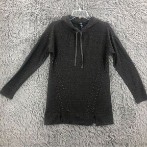 Orly Pullover Hoodie Womens Small Grey Embellished Long Sleeve Hooded Pullover